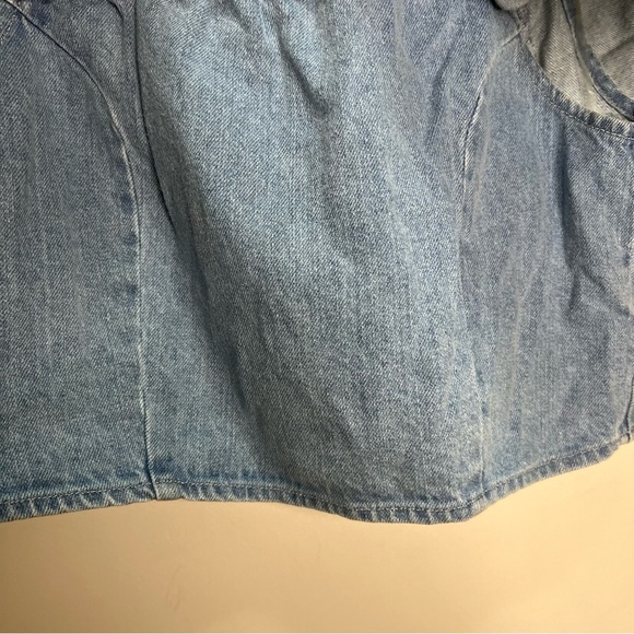 American Eagle Outfitters Blue Cropped Off the Shoulder Top Size Medium - Picture 5 of 8